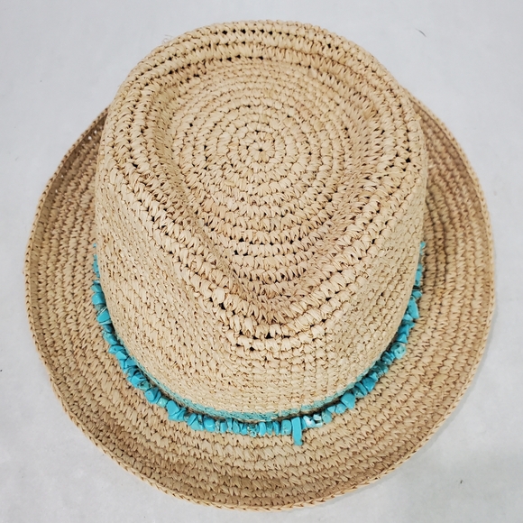 Wallaroo Tahiti Hat 100% Raffia Beach Vacation Cruise Sun Adjustable Turquoise - Picture 1 of 15